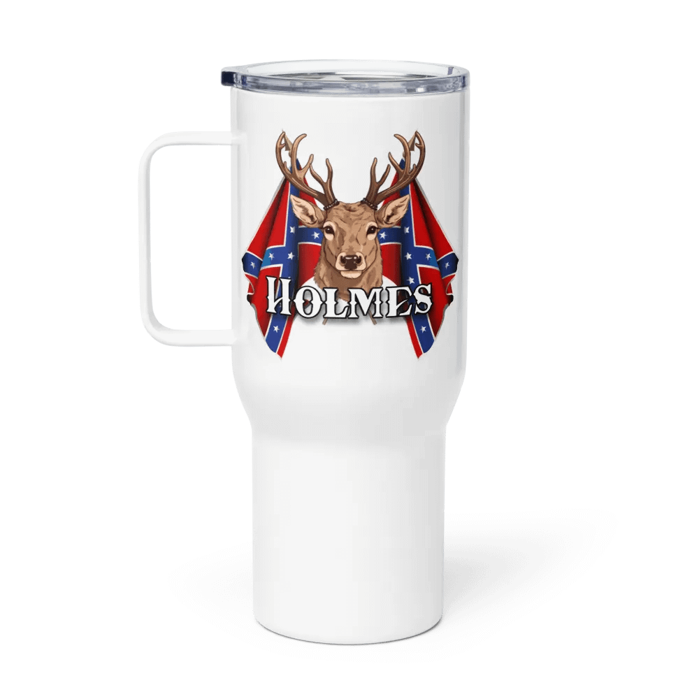 "Holmes" Rebel Redneck Deer - Travel Mug w/ Handle product image (1)