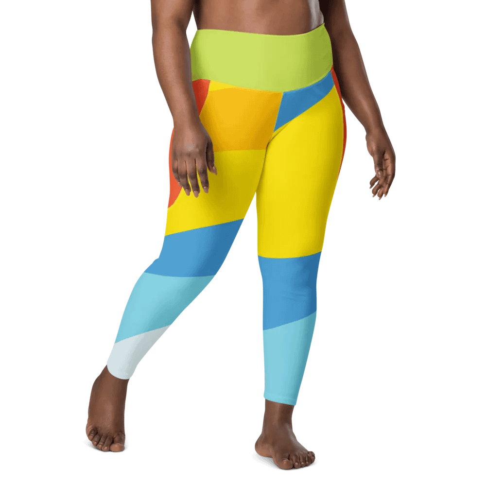 All-Over Yellow/Orange/Aqua Geometric Leggings product image (1)