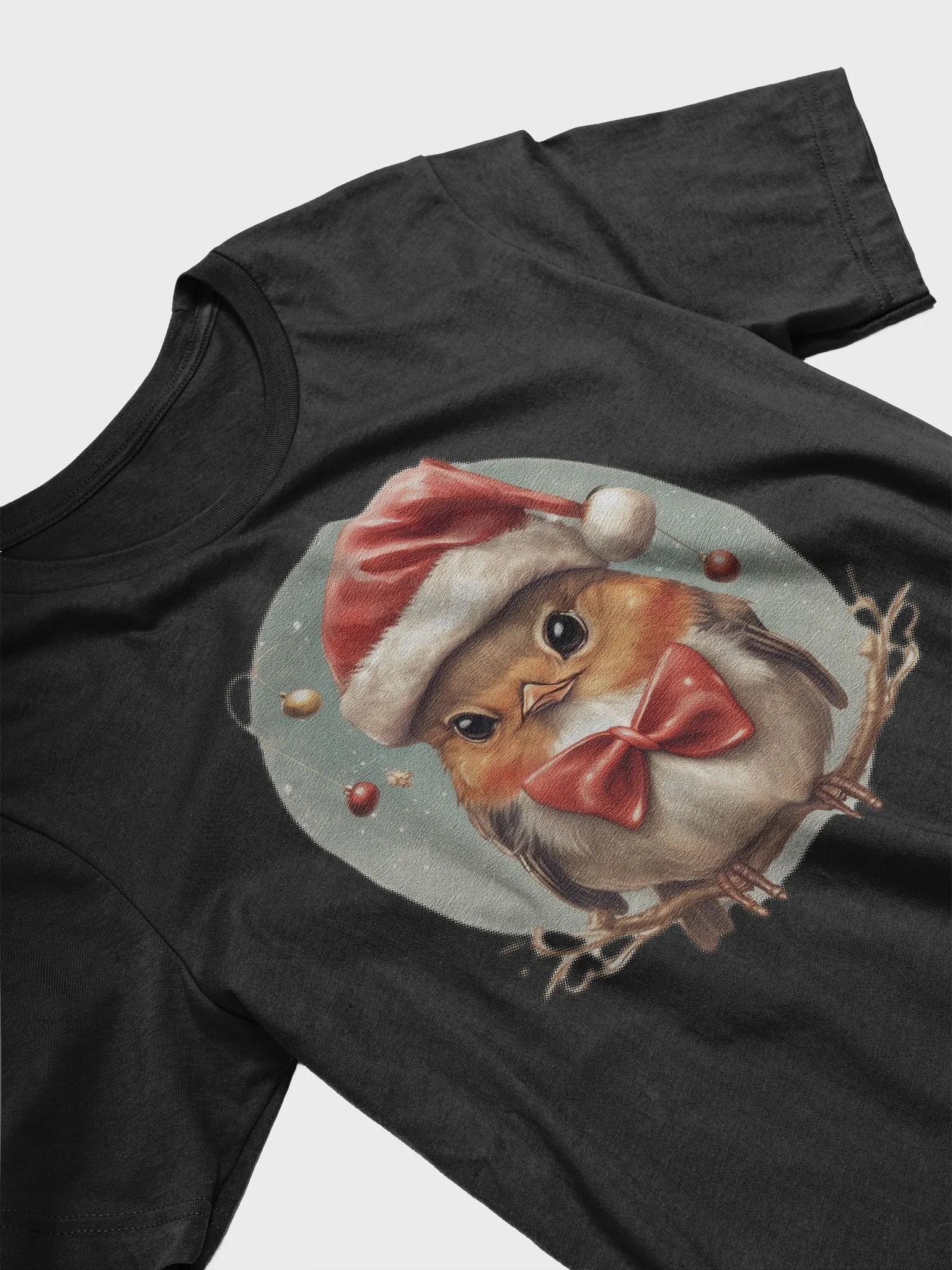 Cute little robin wearing a santa hat Supersoft T-Shirt product image (3)