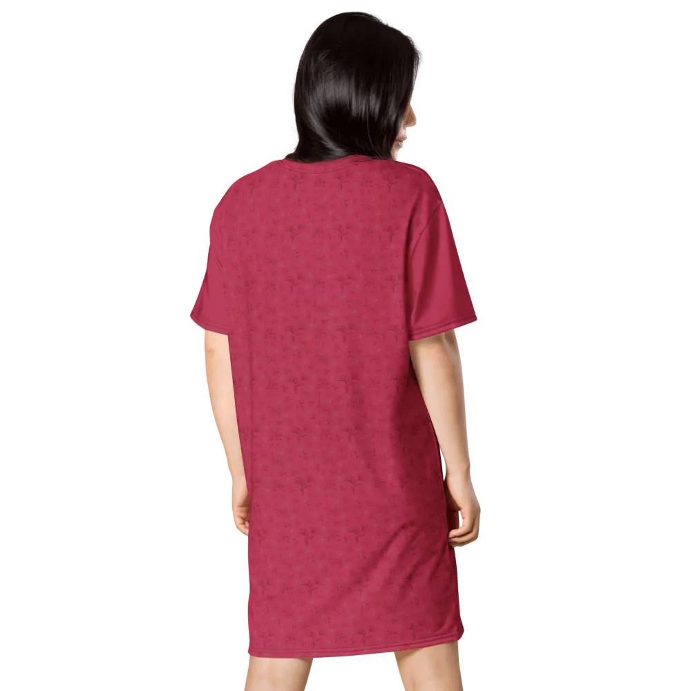 Gold Leaves and Chocolate Flowers on Magenta Women's T-shirt Dress product image (4)