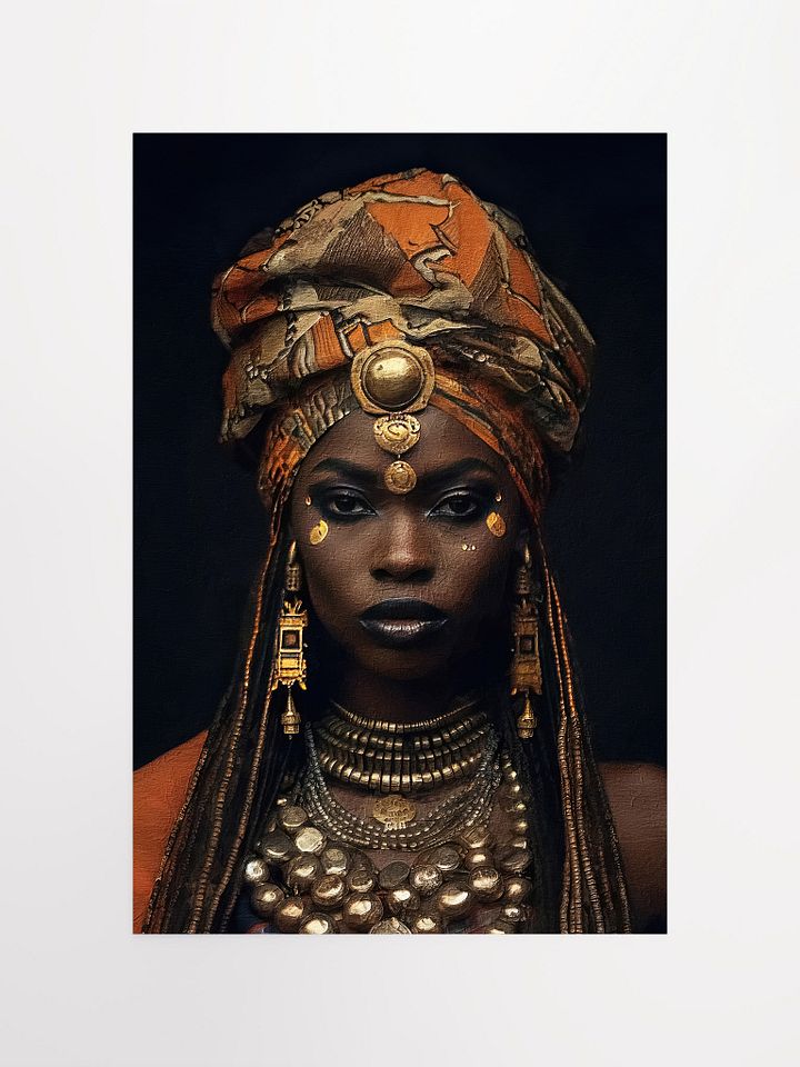 African Woman in Traditional Head Dress, Bronze Jewelry Poster Print, Unframed product image (1)