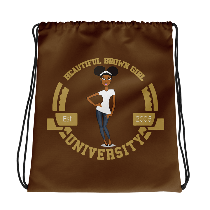 Beautiful Brown Girl University Drawstring Backpack product image (2)