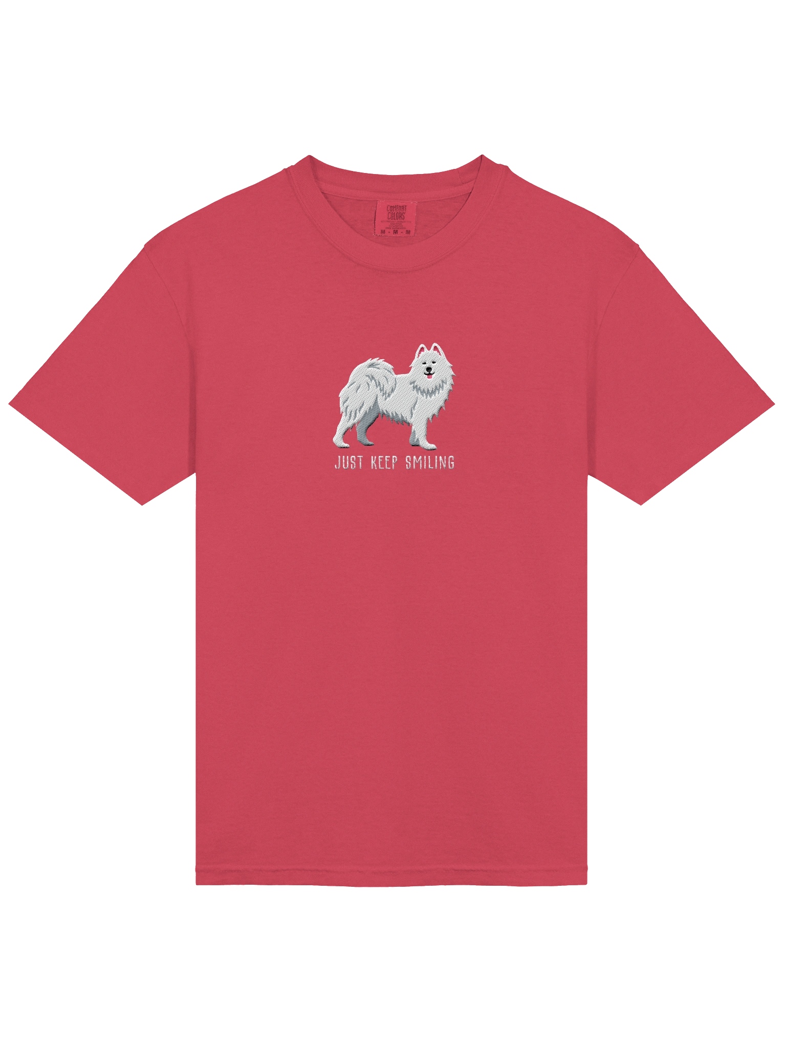 Just Keep Smiling T-Shirt(Embroidered) of a Samoyed product image (43)