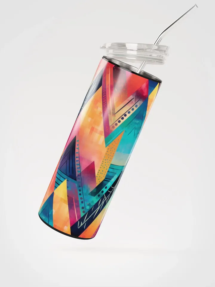 Embrace Boho Chic with our Geometric Stainless Steel Tumbler - Reusable Straw Included product image (2)