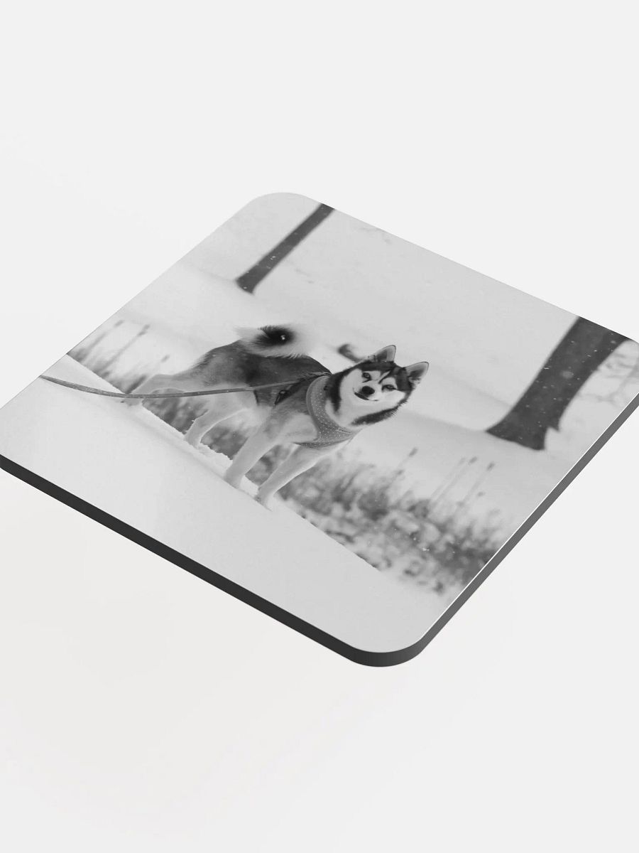 Cork Coaster - Cute Klee Kai puppy in the snow product image (4)