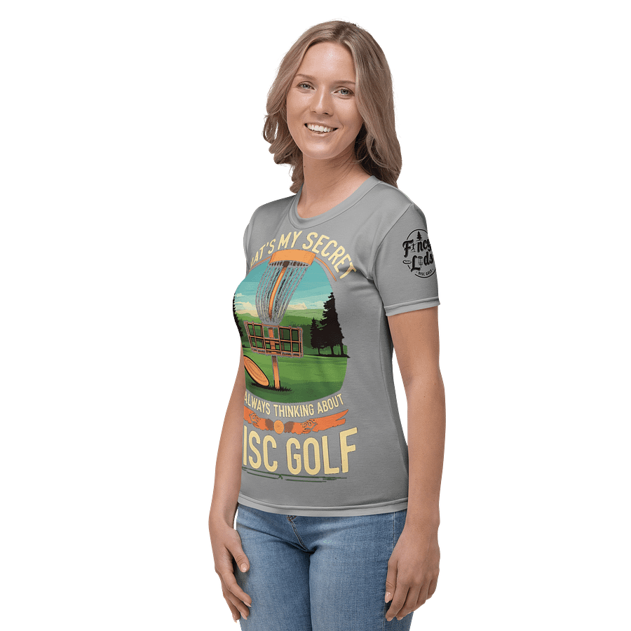 Fancy Lads Women's Grey T-shirt "That's My Secret I'm Always Thinking About Disc Golf" product image (3)