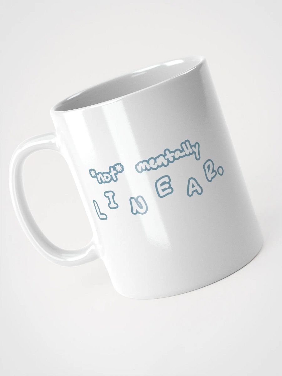 *not* mentally linear (lined design, #709AAF) glossy white mug product image (6)