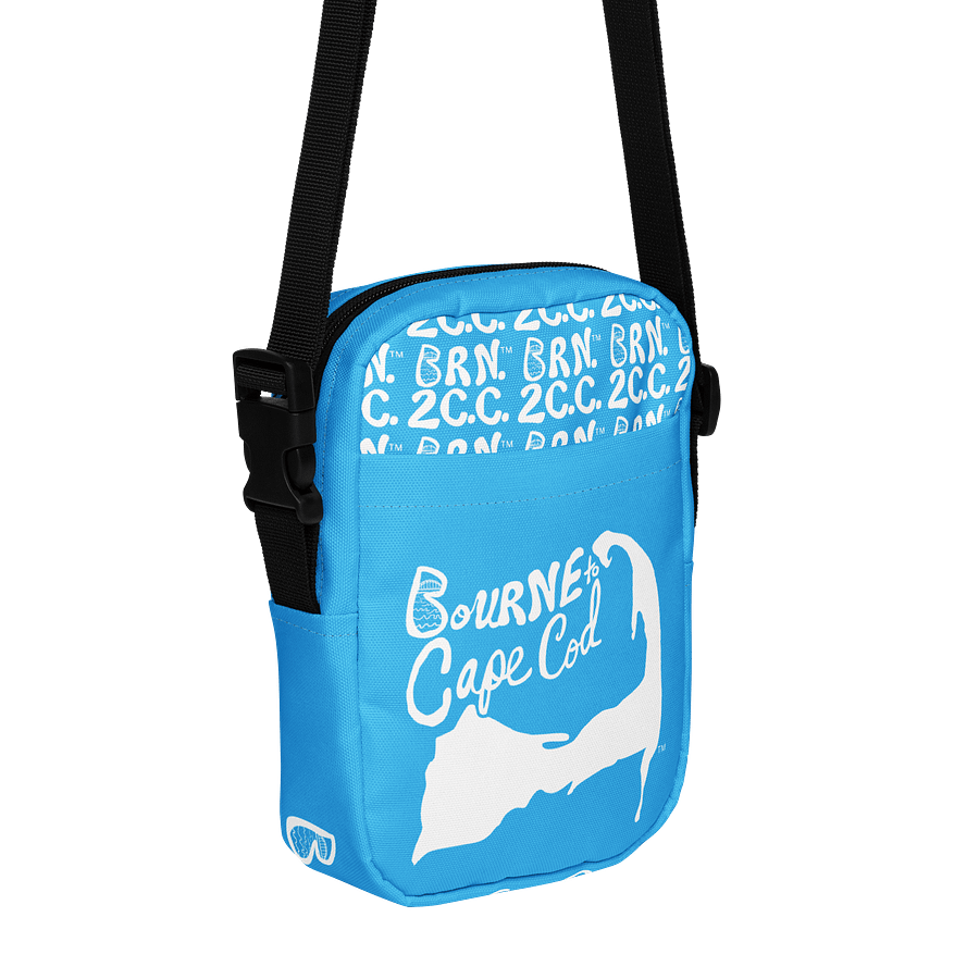 BOURNE to Cape Cod™ | Crossbody Bag | BRN.2C.C.™ | Utility On-the-Go | Coastal Cool Meets Everyday Carry | White Logos on Deep Sky Blue🌊🎒 product image (1)