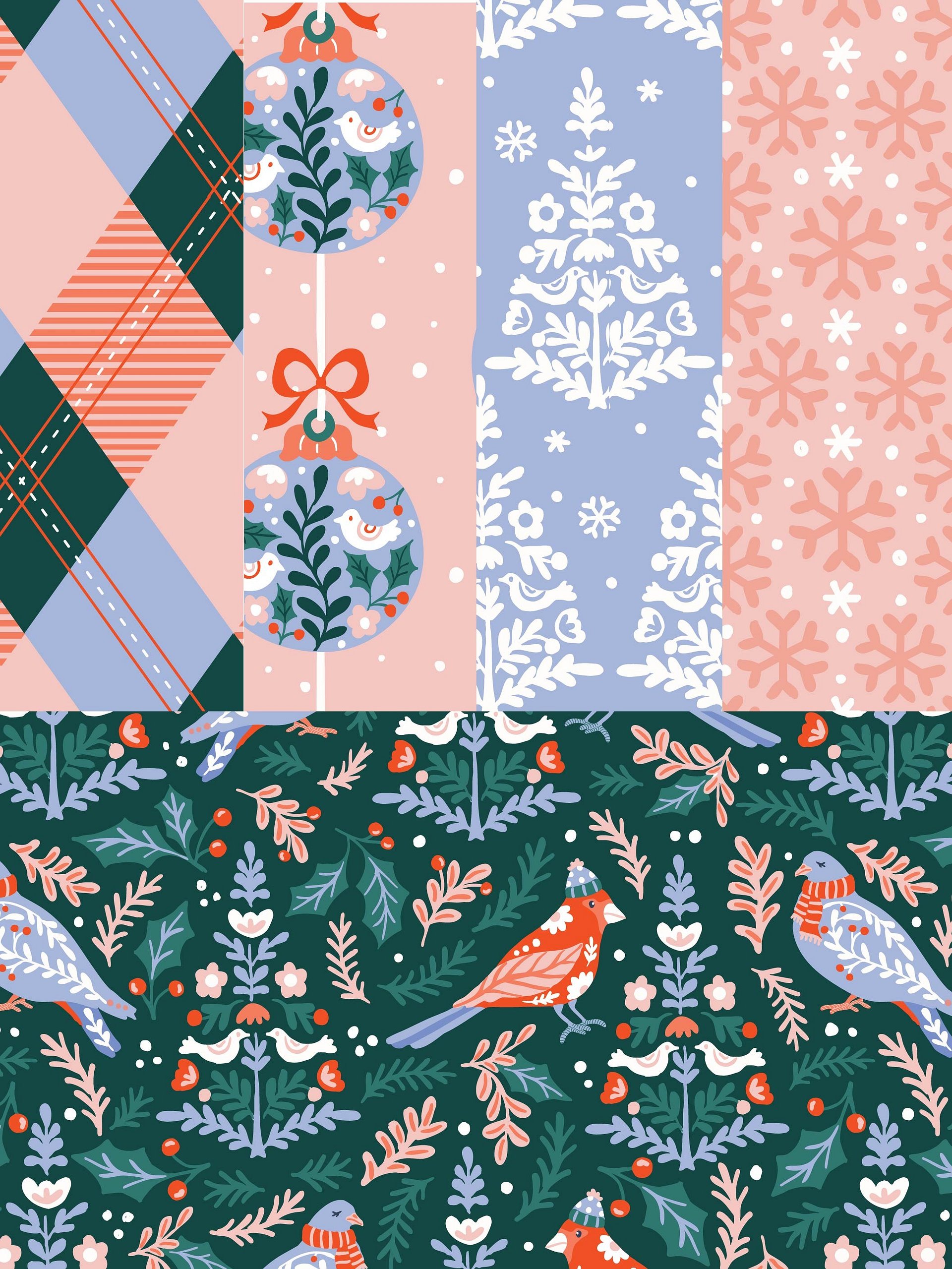 Festive Birds Holiday collection | Set of 5 patterns product image (1)