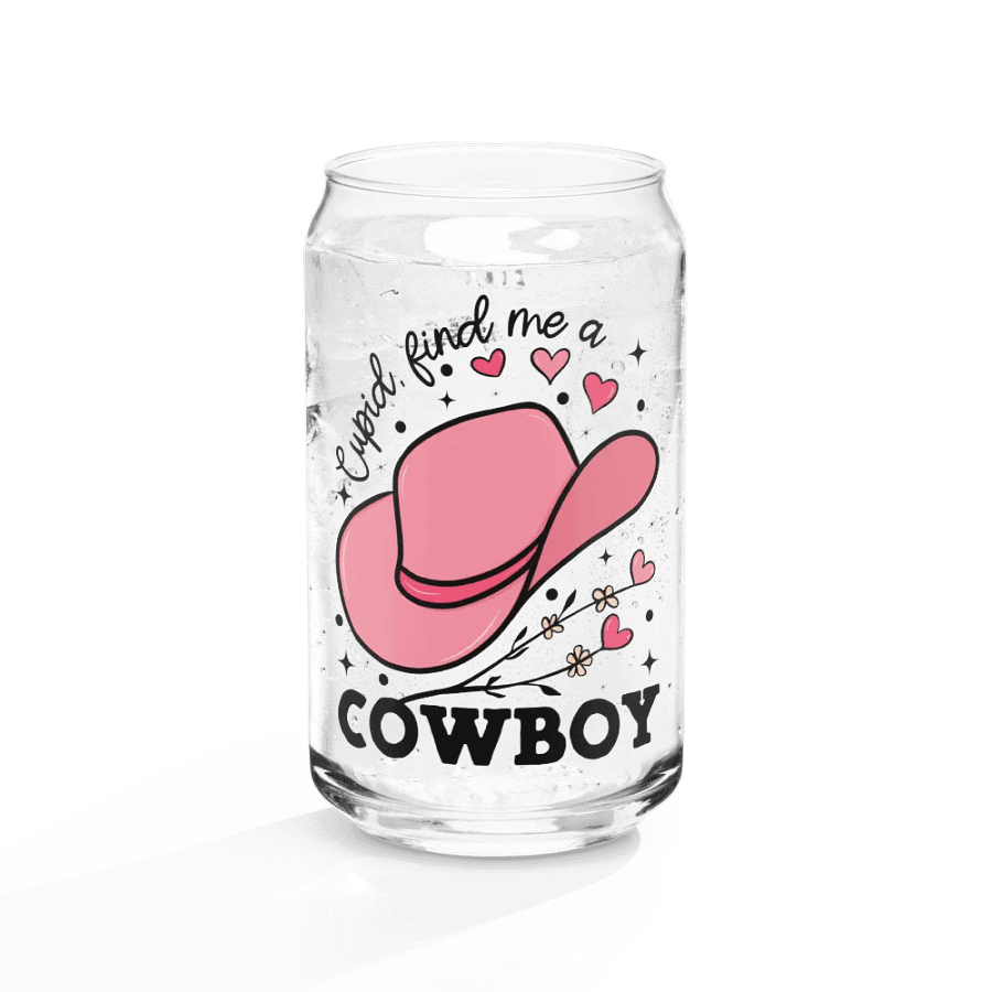 Cupid, Find Me a Cowboy Pink Hat Glass product image (10)