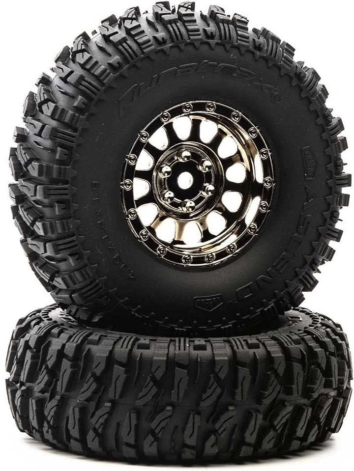 Duratrax 1.9'' Black/Chrome Mounted Tiers product image (1)