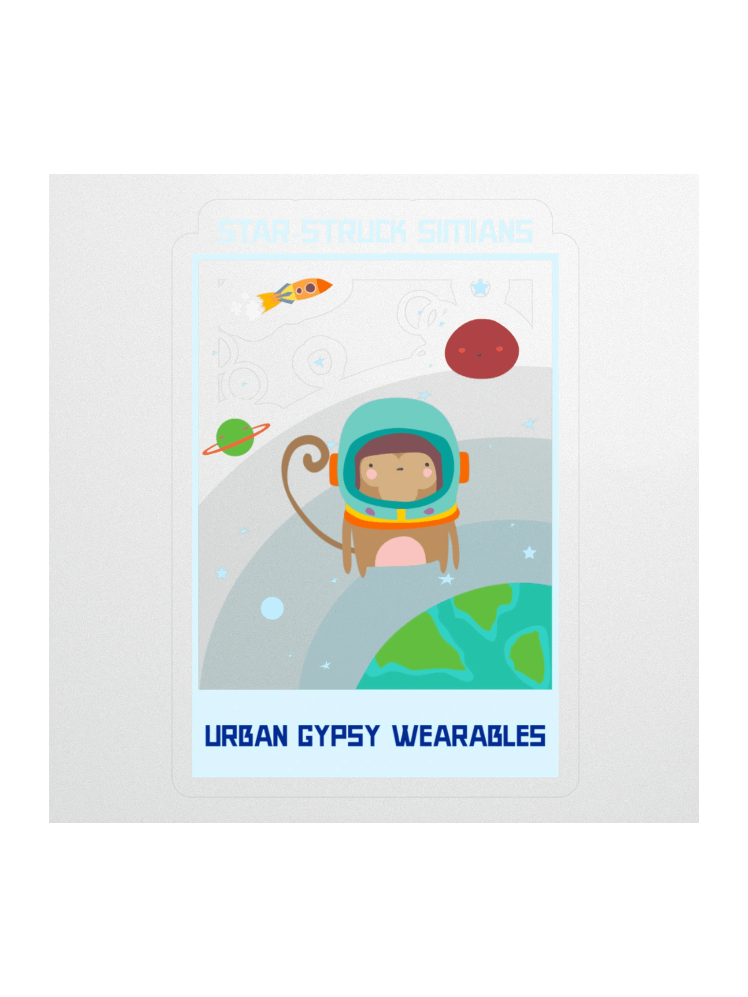 Space Monkey Kiss Cut Sticker product image (1)