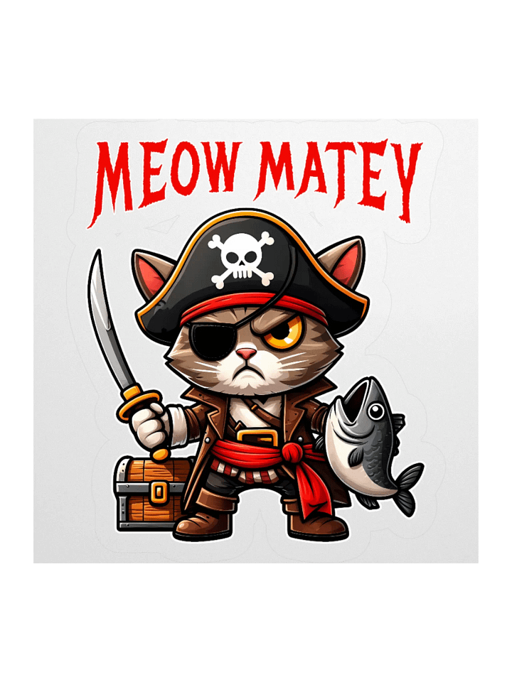 Meow Matey Cat Pirate Sticker product image (1)