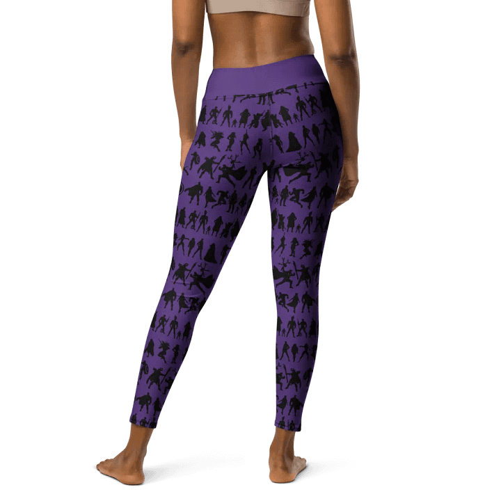 Heros Silhouettes Pattern PURPLE | All-Over Print Crossover Leggings with Pockets product image (2)