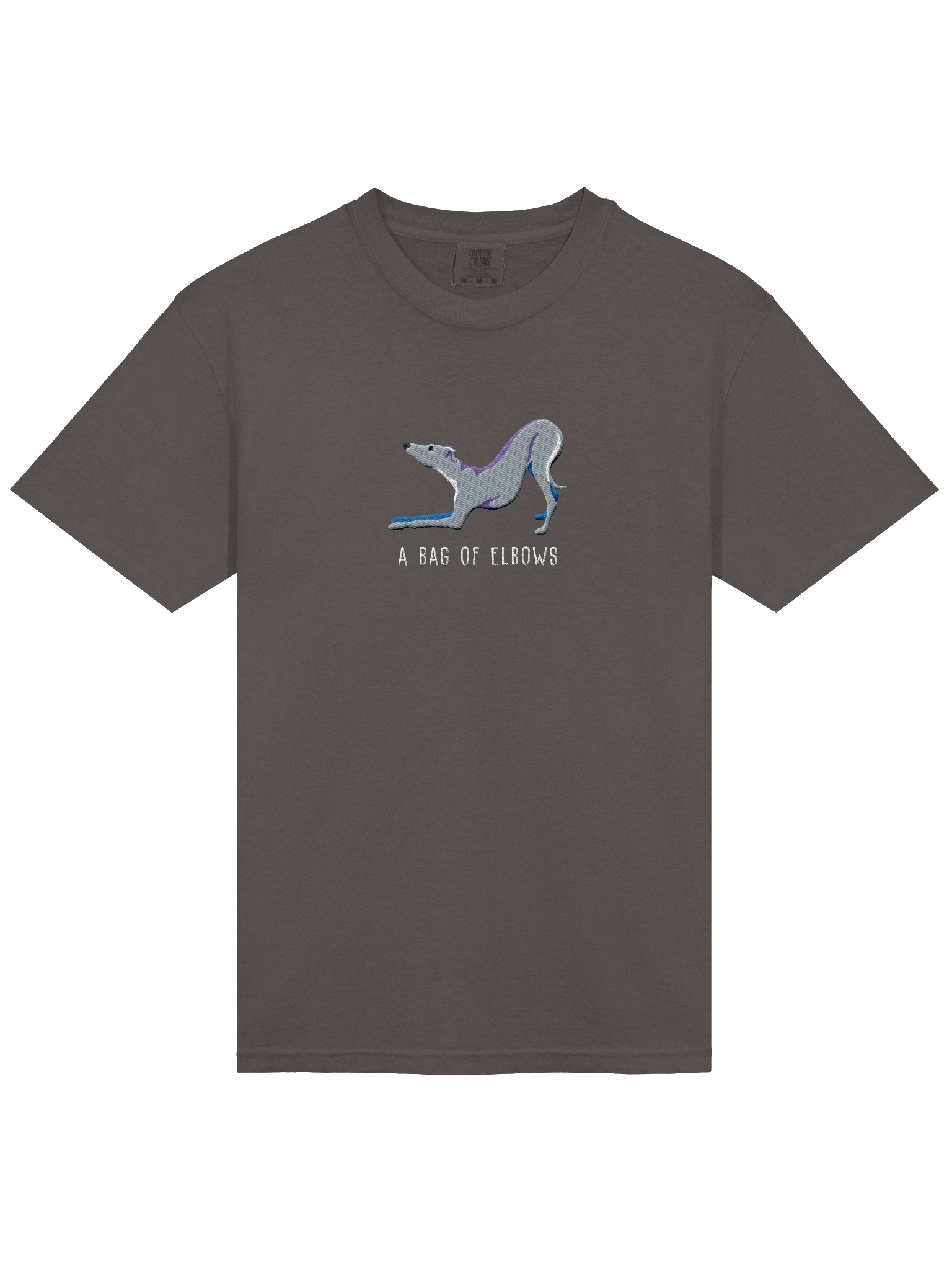A Bag of Elbows T-Shirt(Embroidered) of an Italian Greyhound(Blue) product image (18)