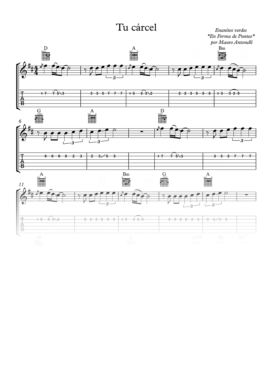Tu cárcel- Partitura + Tab + Acordes + Pista product image (1)