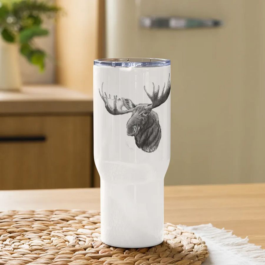 Moose Drawing Travel Cup product image (9)