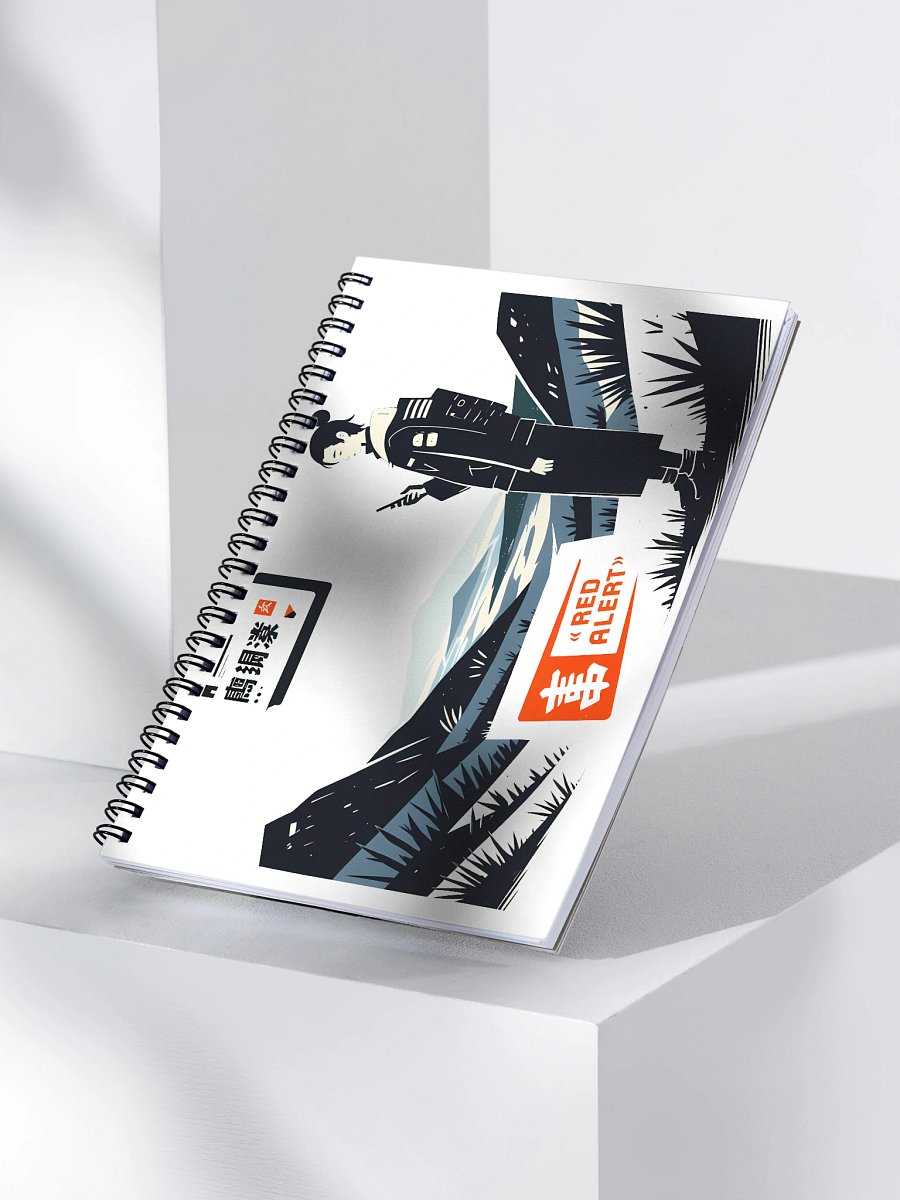 Red Alert Illustration – Mountain Warning Sign Art Print Spiral Notebook product image (3)