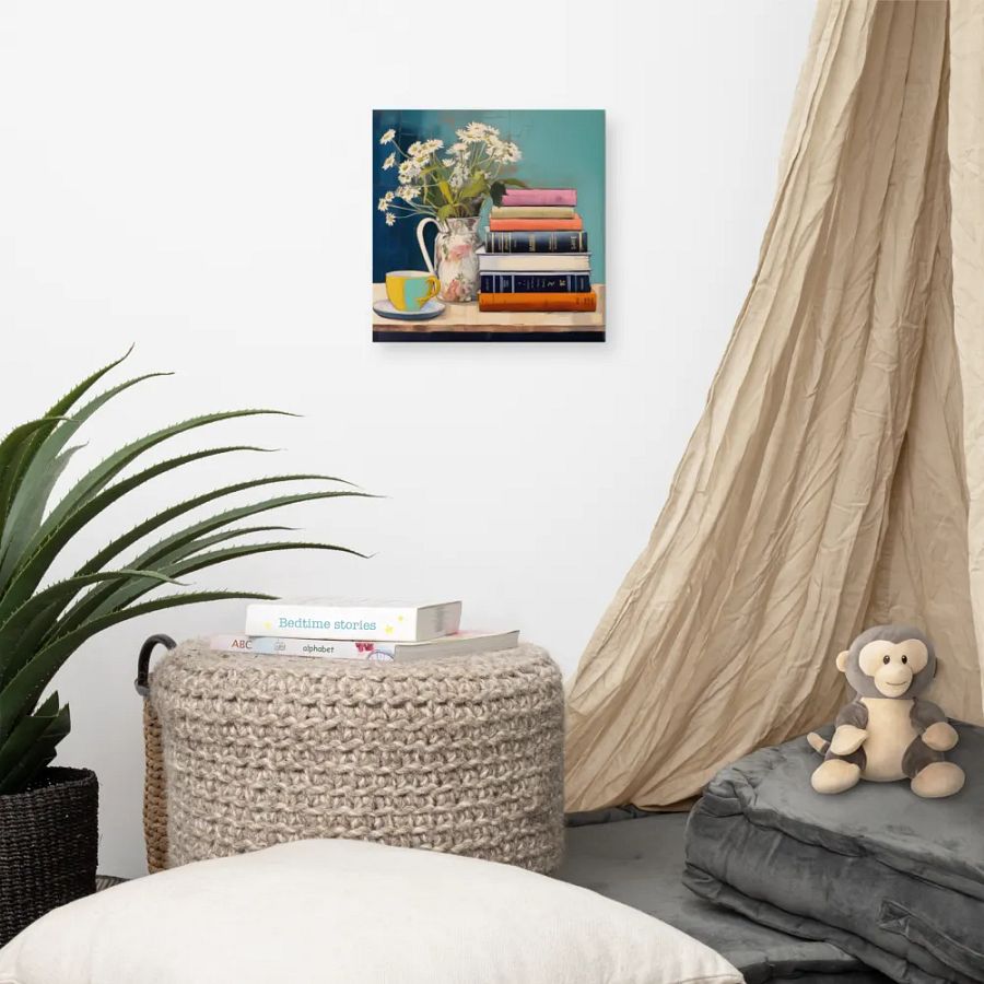 Art2401-30 Books and Tea Still Life - Canvas Print - sm product image (4)