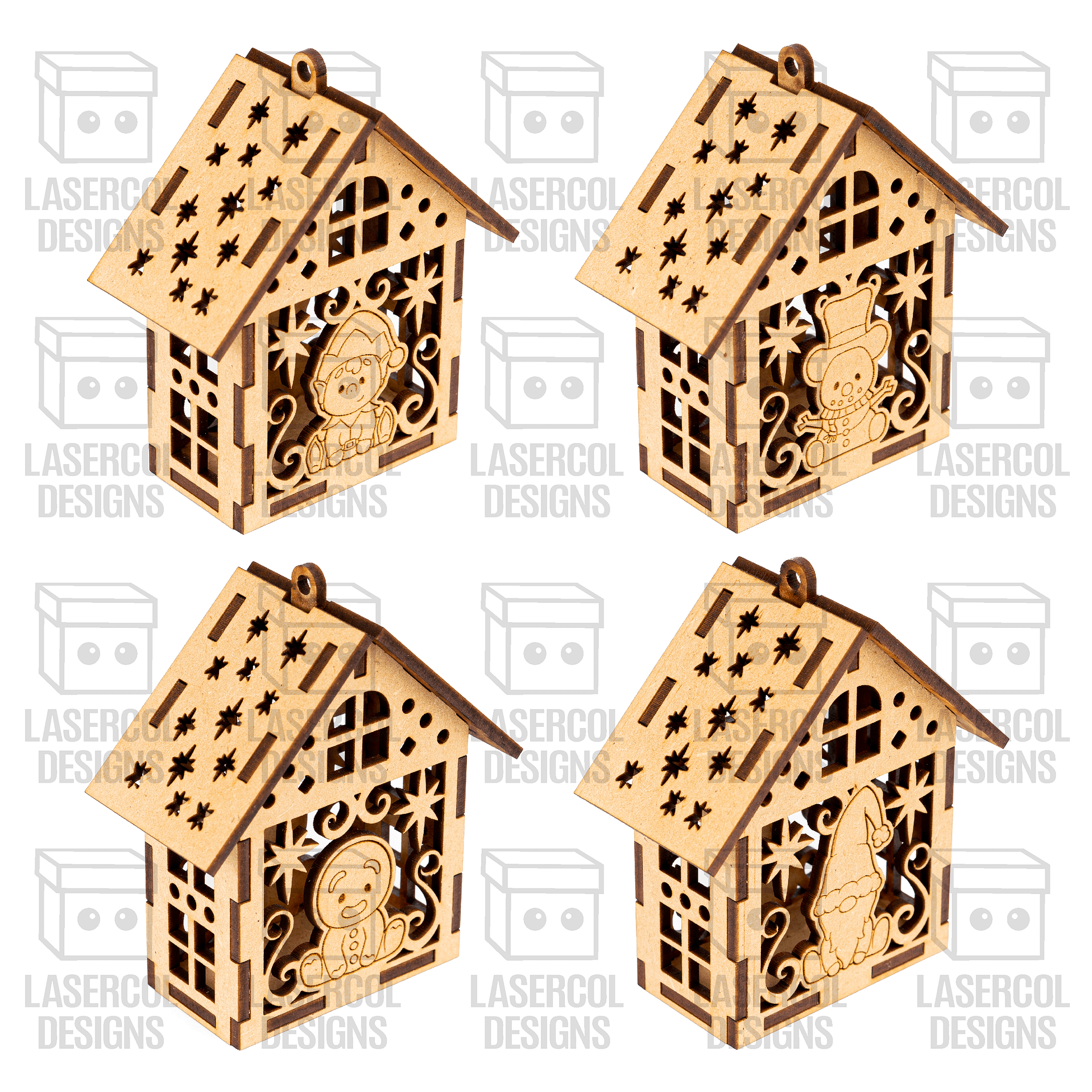 Christmas Ornaments Houses Box Set 2 - Laser Cut Files product image (7)