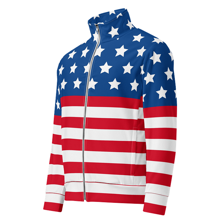 Patriotic All-Over Flag Print Track Jacket product image (1)