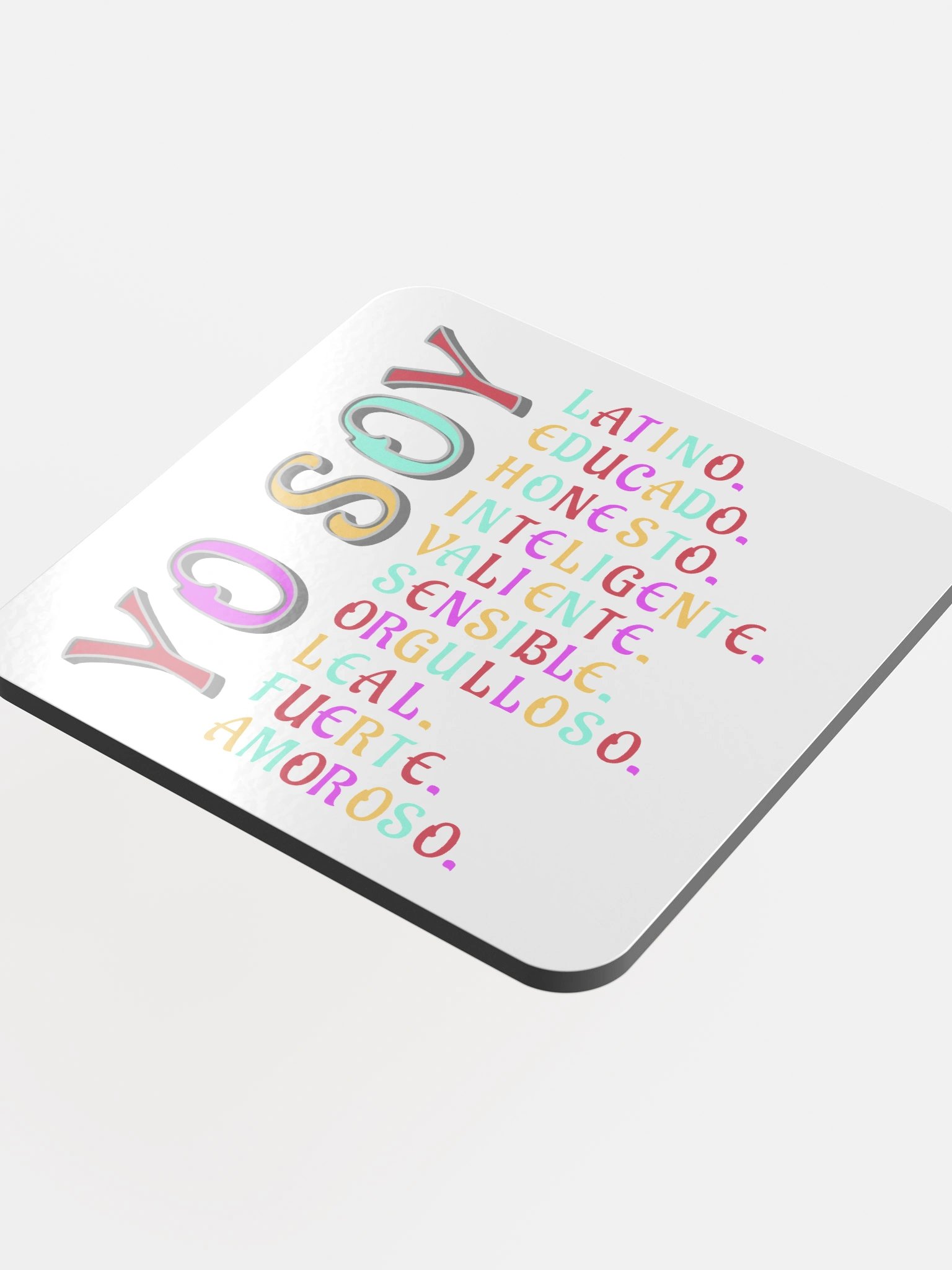 Yo So I Am Vibrant Spanish Words Cork Coaster product image (1)