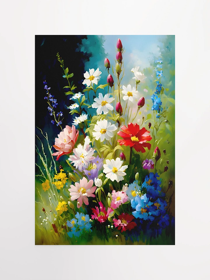 Wildflower Meadow with Daisies Cosmos and Bluebells Matte Poster product image (2)