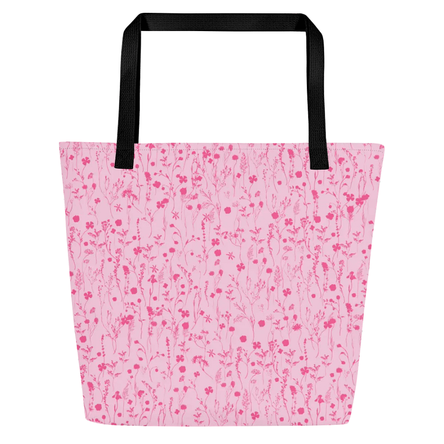 Pink Flower Summer Tote Bag with Inside Pocket for Beach & Shopping product image (3)