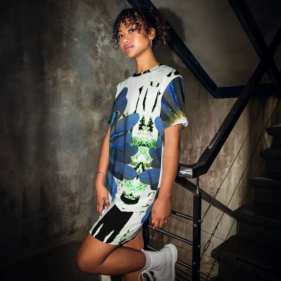 Cool Abstract Daisy Flowers Ladies T Shirt Dress product image (12)