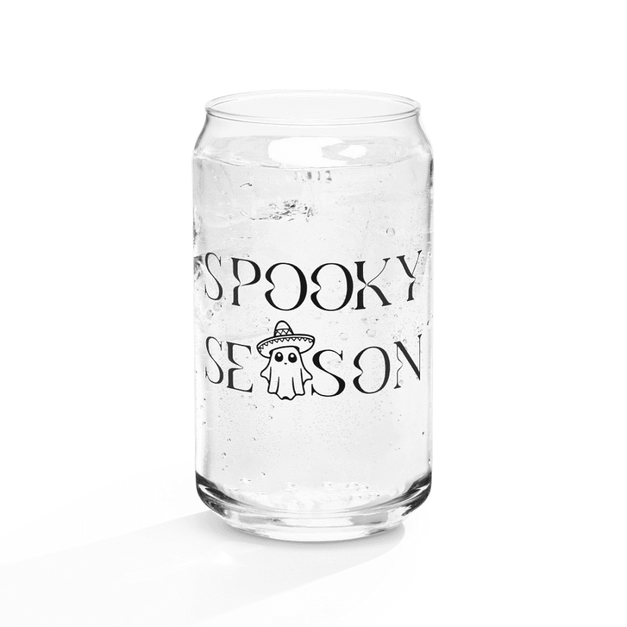 Spooky Season Sombrero Ghost Monochrome 16oz Can-Shaped Drinking Glass product image (11)