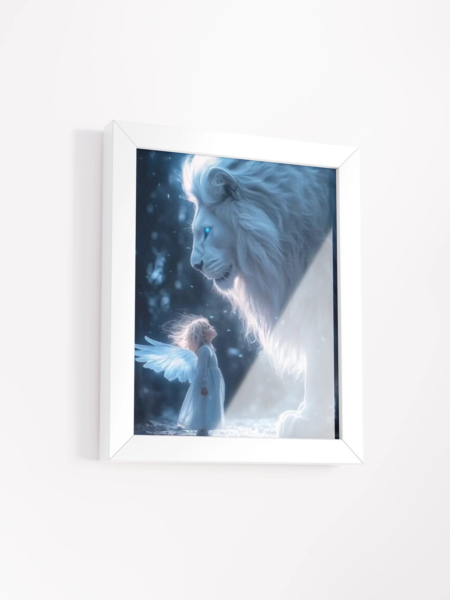 Ethereal Guardian Angel and Lion Fantasy Framed Poster product image (2)