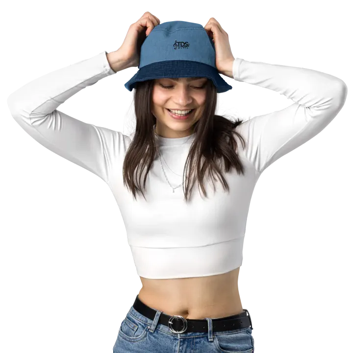 Capstone Denim Bucket Hat - TDS Embroidered High Profile Hat in Black and Blue product image (1)