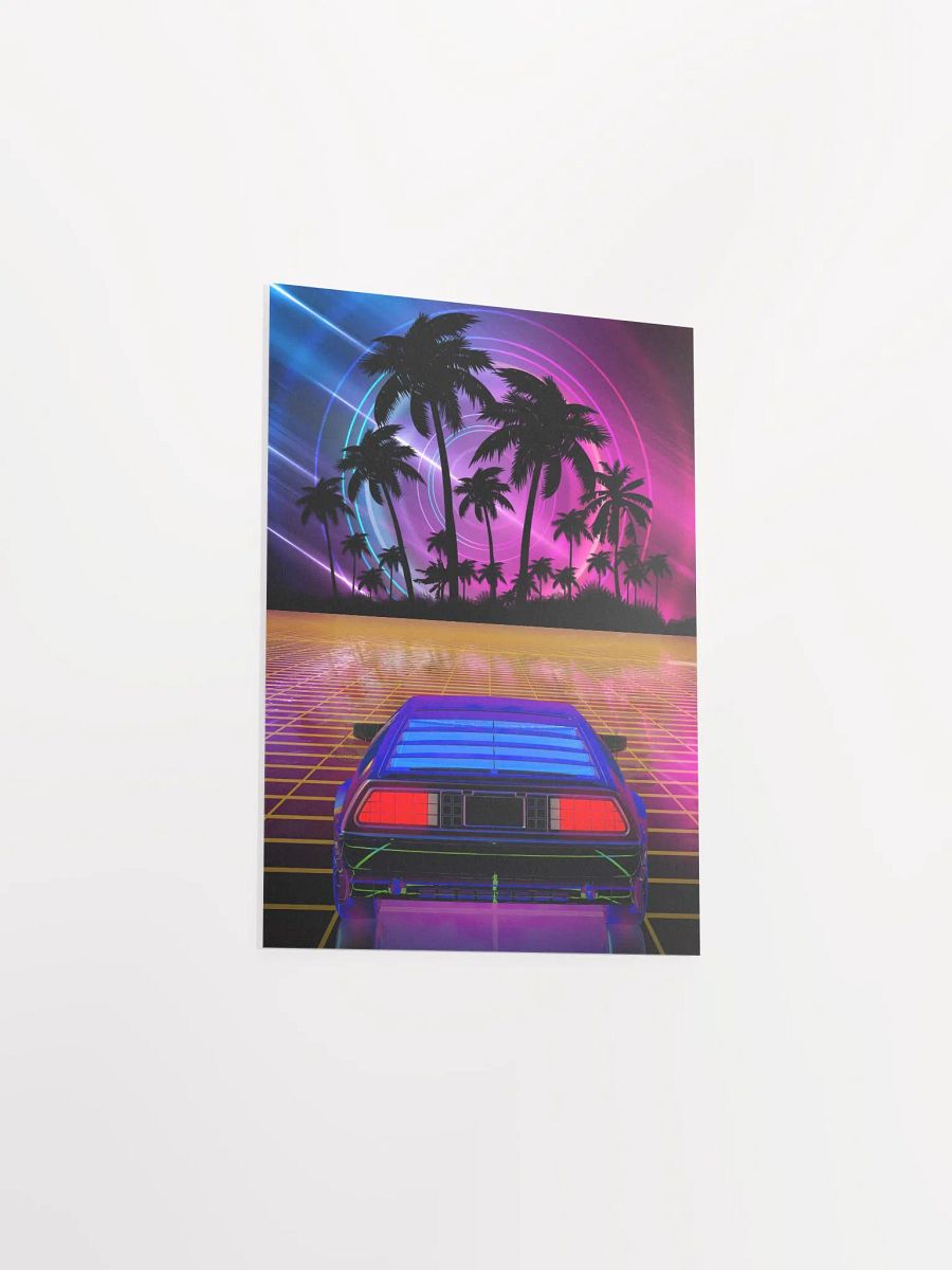 Neon landscape: Synthwave horizon & car, outrun [synthwave/vaporwave/cyberpunk] — Aesthetic retrowave poster product image (8)