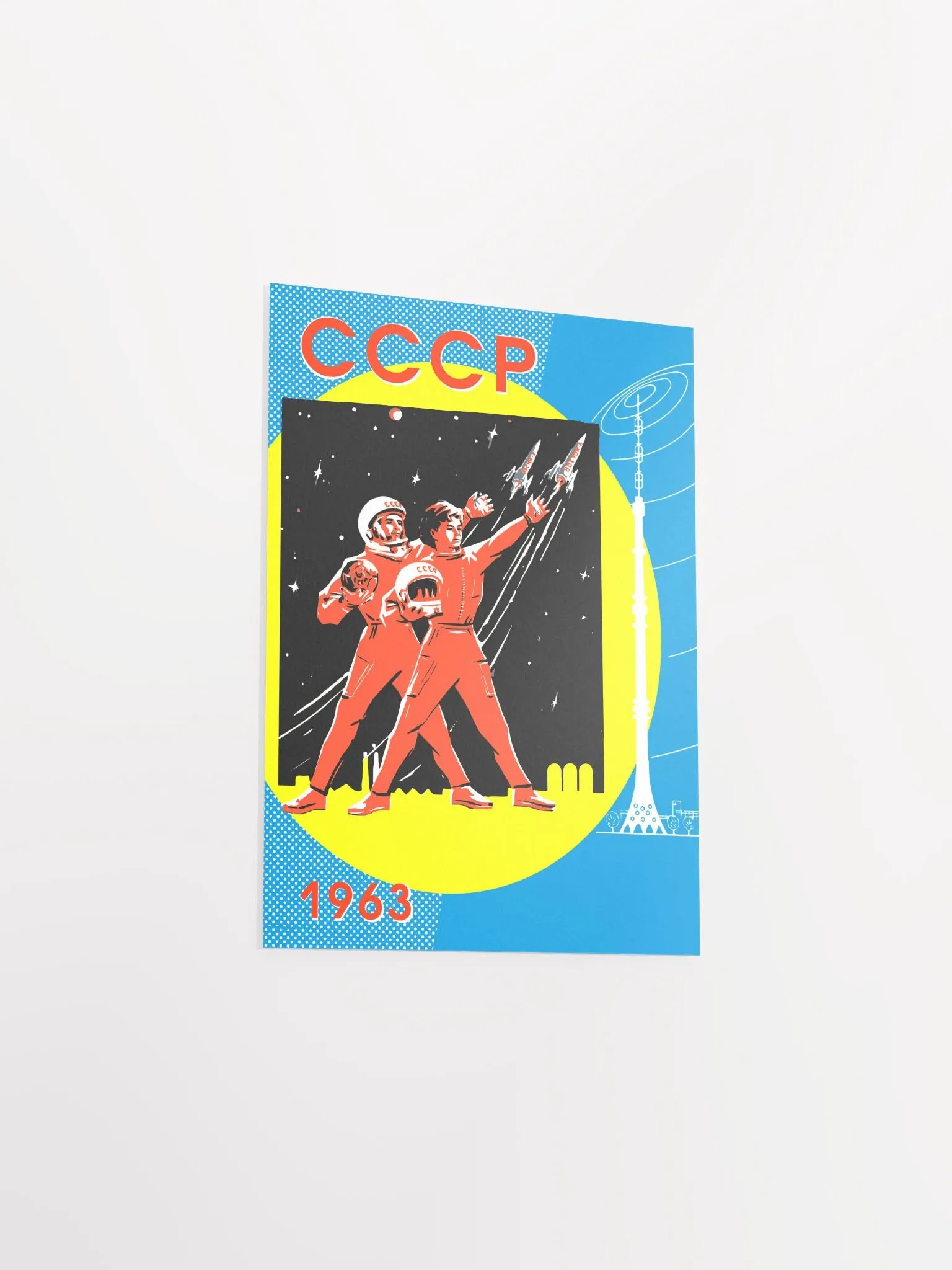 Soviet space, USSR 1963 — Soviet vintage space art poster, soviet retro poster product image (9)