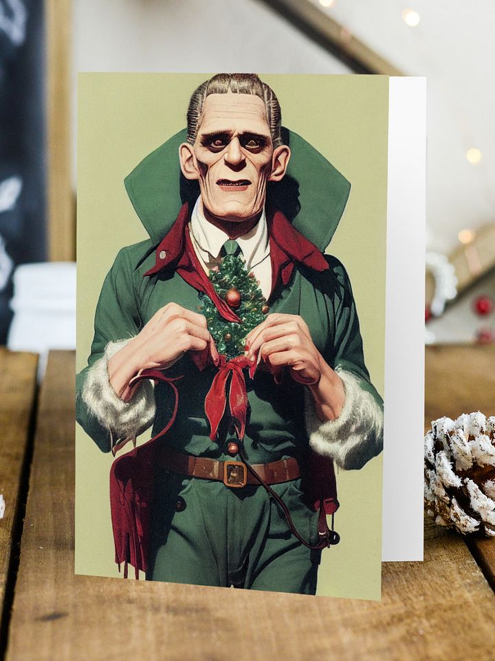 Retro Frankenstein Monster Christmas Cards Pack of 10 • 5×7 product image (1)
