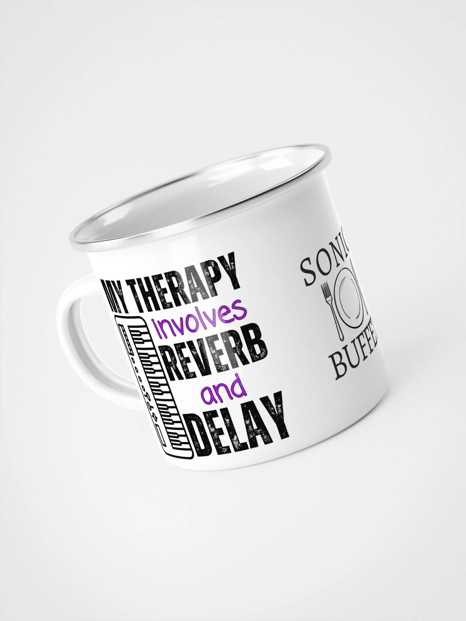 "My Therapy Involves Reverb and Delay" Enamel Coffee Mug product image (4)