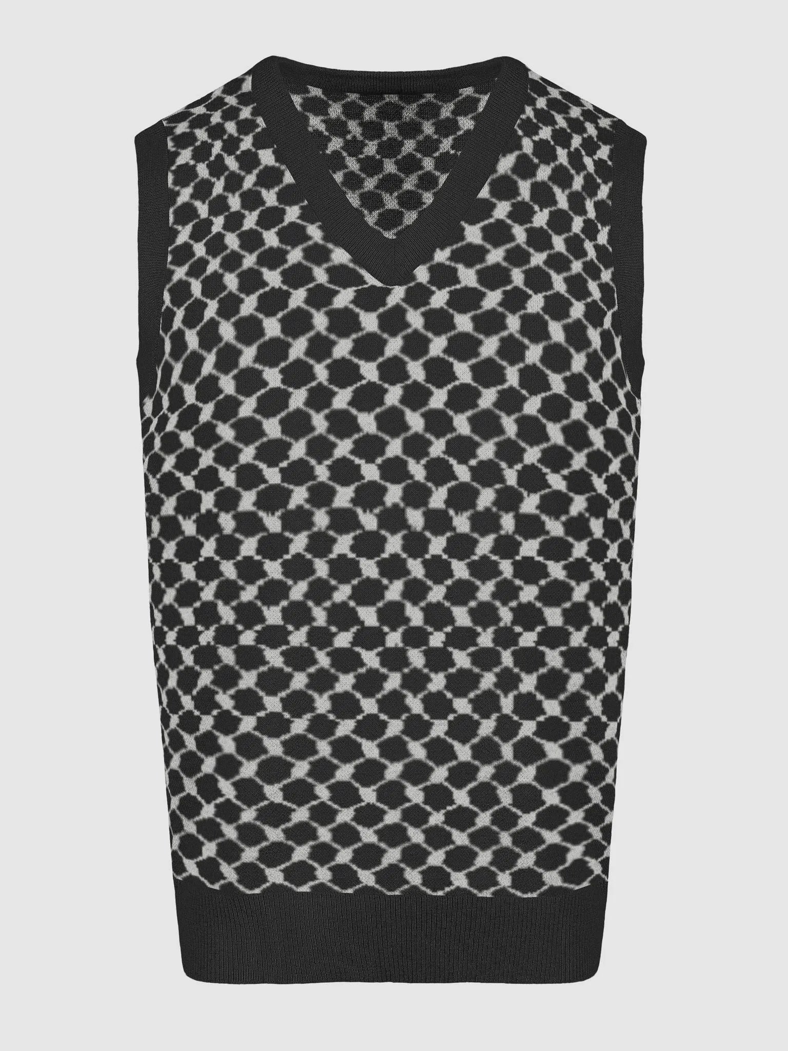 Keffiyeh Pullover Sweater Vest Black and Grey product image (3)