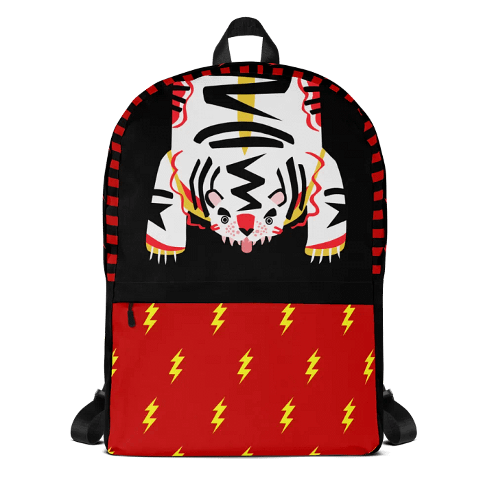 White Electric Tiger on Black and Red - Backpack product image (2)