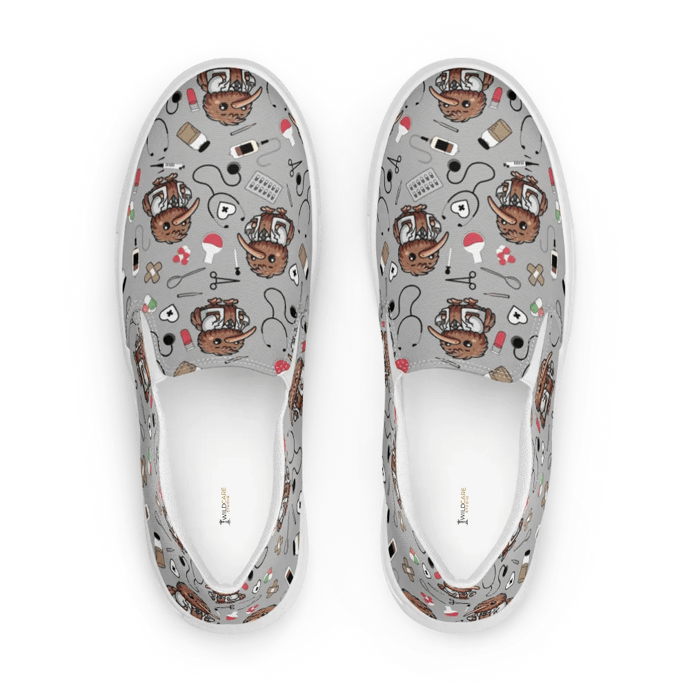 Cute Medical Kiwi Slip-On Canvas Shoes (Grey) product image (5)