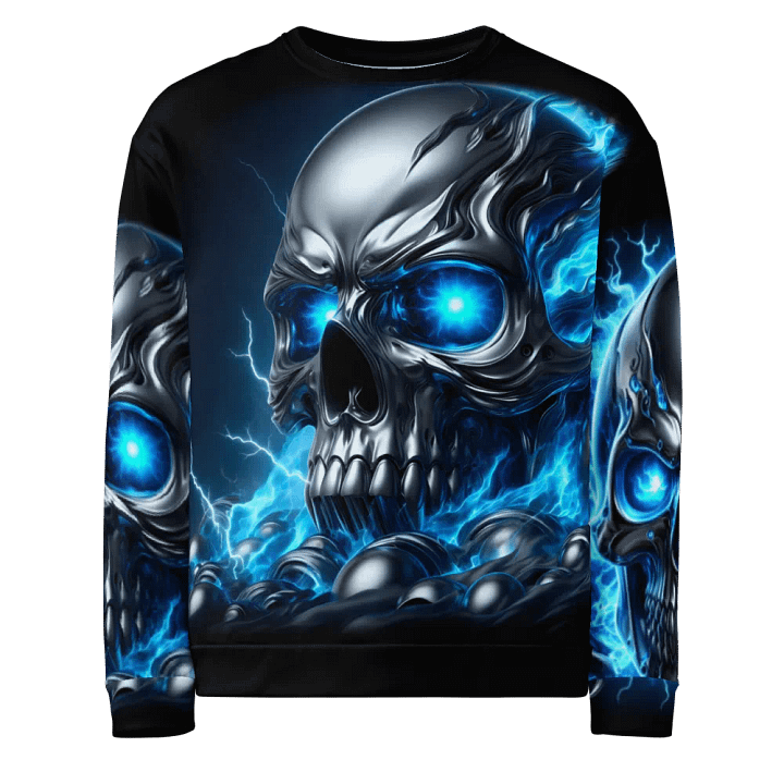 Electric Blue Skull All-Over Print - Unisex Sweatshirt #5 product image (1)