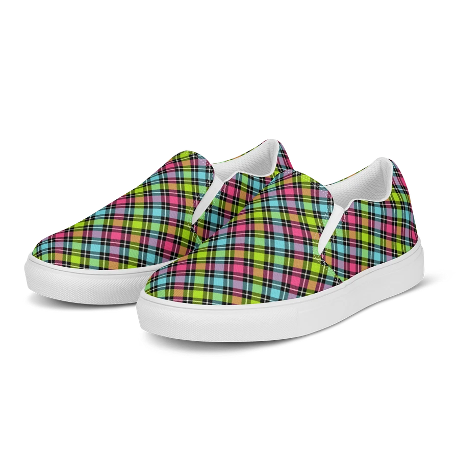 Neon Checkered Plaid Women's Slip-On Shoes product image (3)