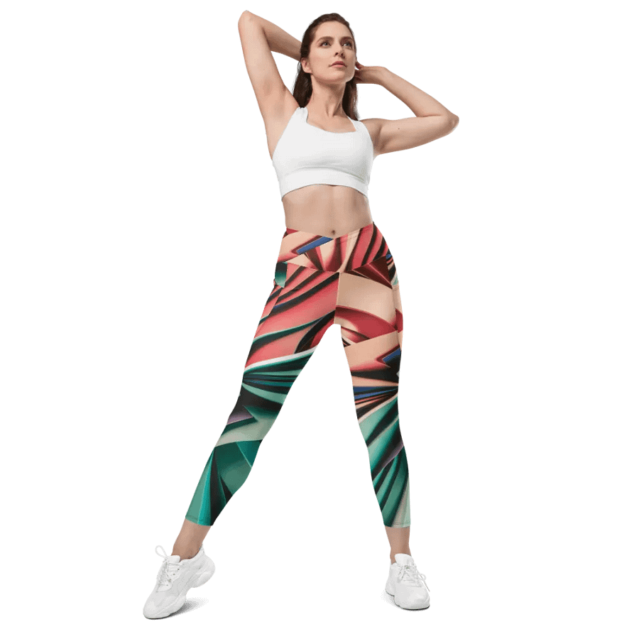 Abstract Geometric Women's Crossover Leggings in Vibrant Colors (2XS-6XL) product image (1)