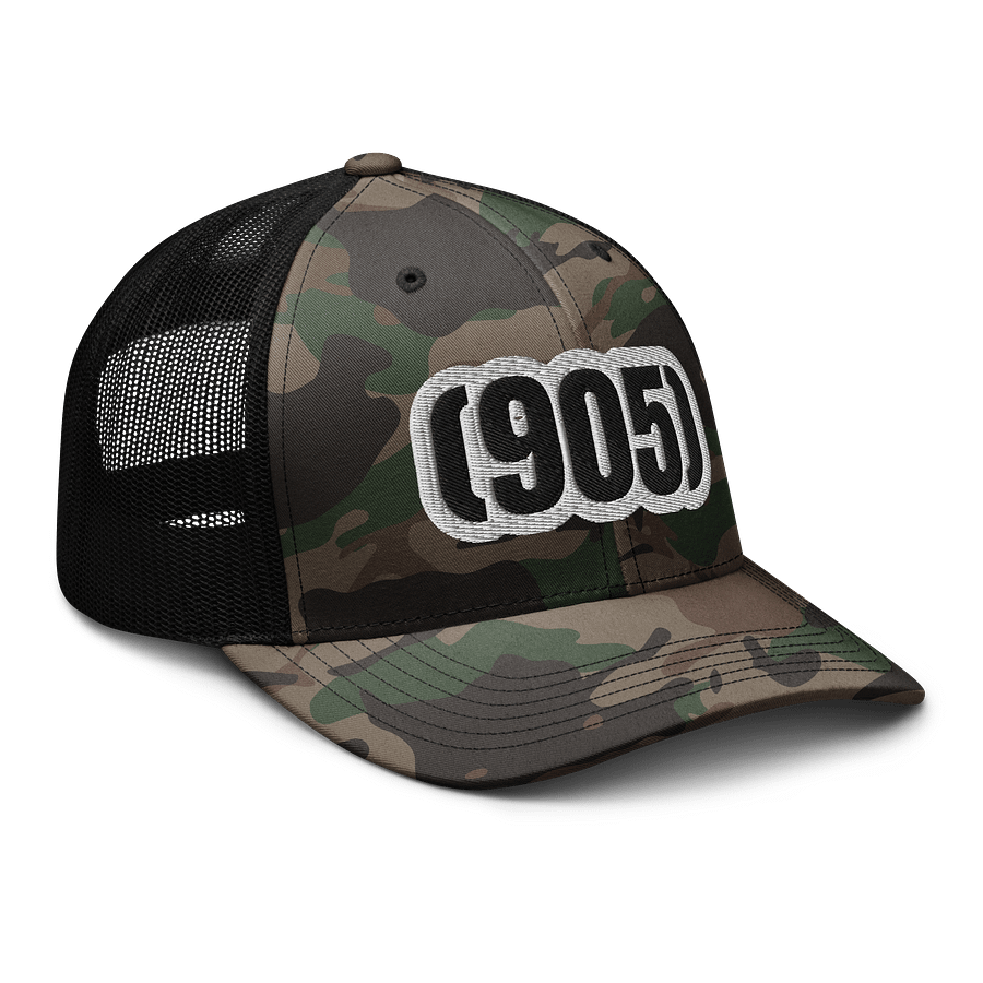 Bold Camo Number Trucker Hat 905 AREA Code product image (6)