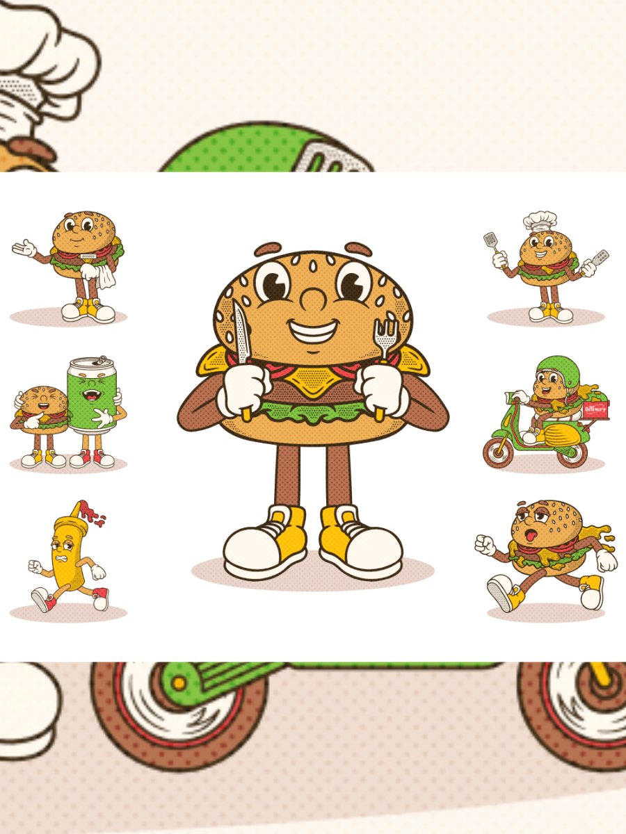 Retro Burger Groovy Illustration product image (3)