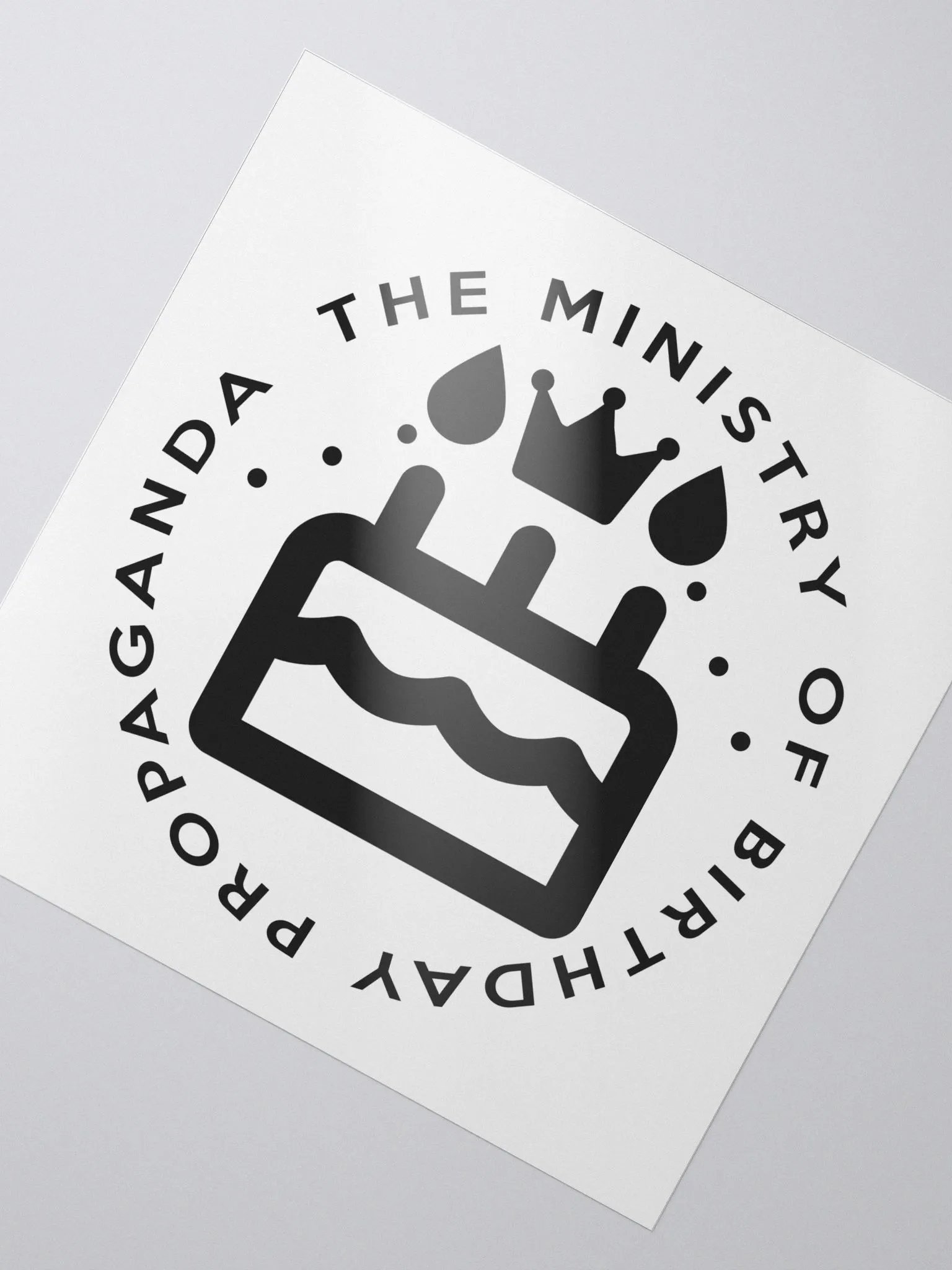 Ministry of Birthday Propaganda Sticker (Monochrome) product image (2)