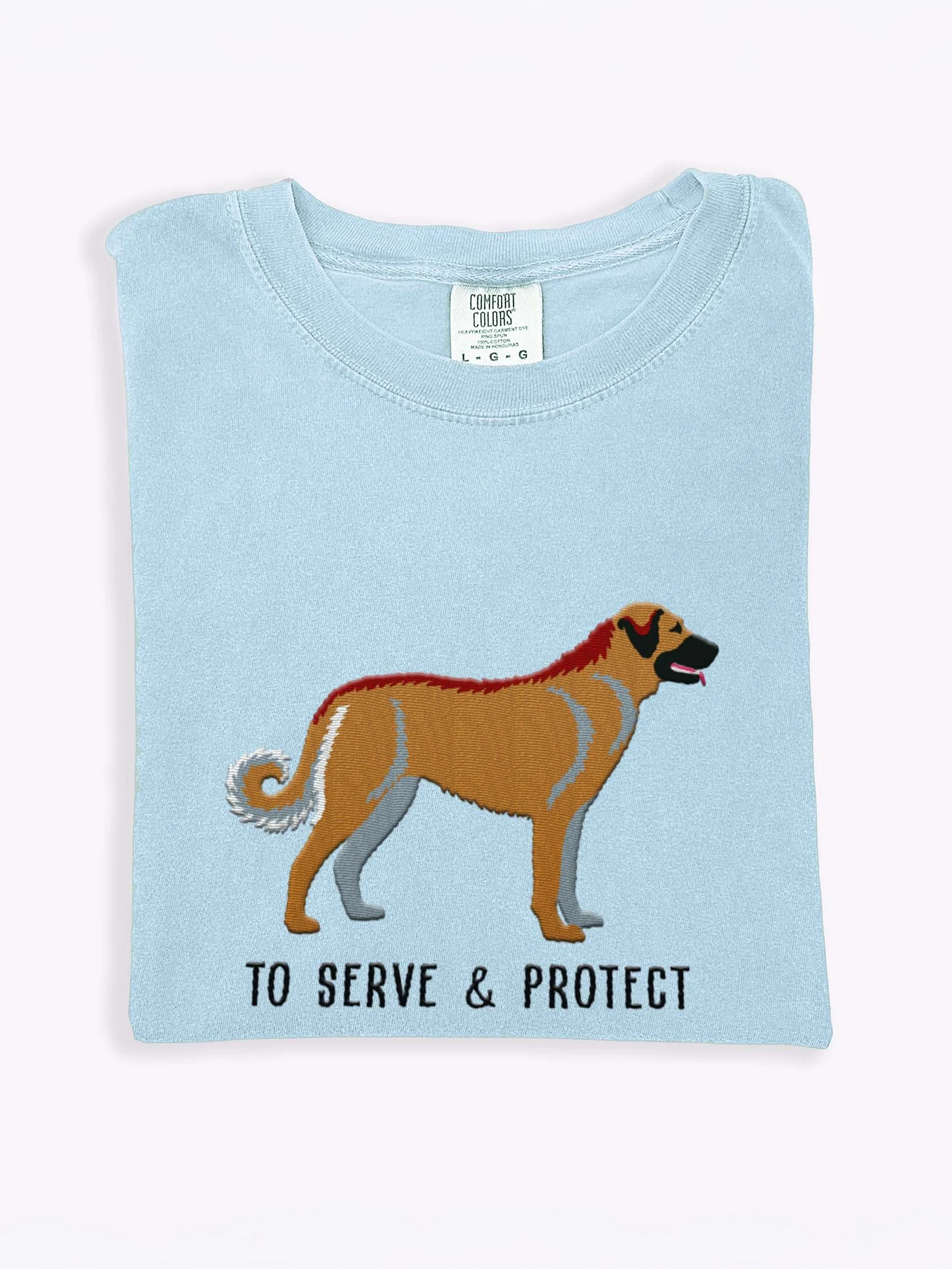 To Serve and Protect T-Shirt(Embroidered) of an Anatolian Shepherd Dog(Tan) product image (1)