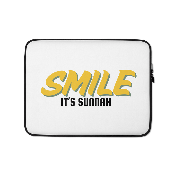 White "Smile It's Sunnah" Laptop Sleeve in Golden Yellow product image (1)