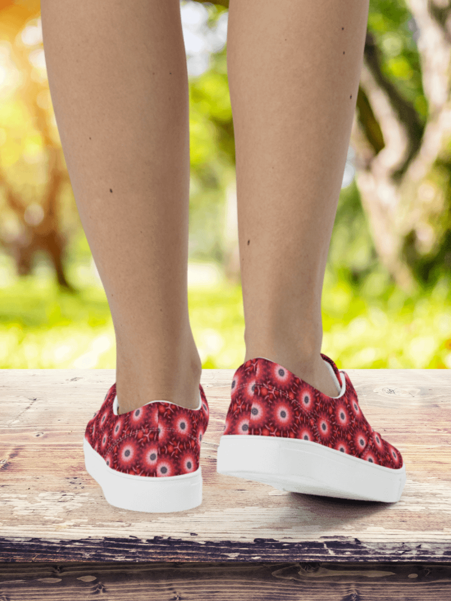 Red Floral Kaleidoscope Women's Canvas Shoes product image (2)