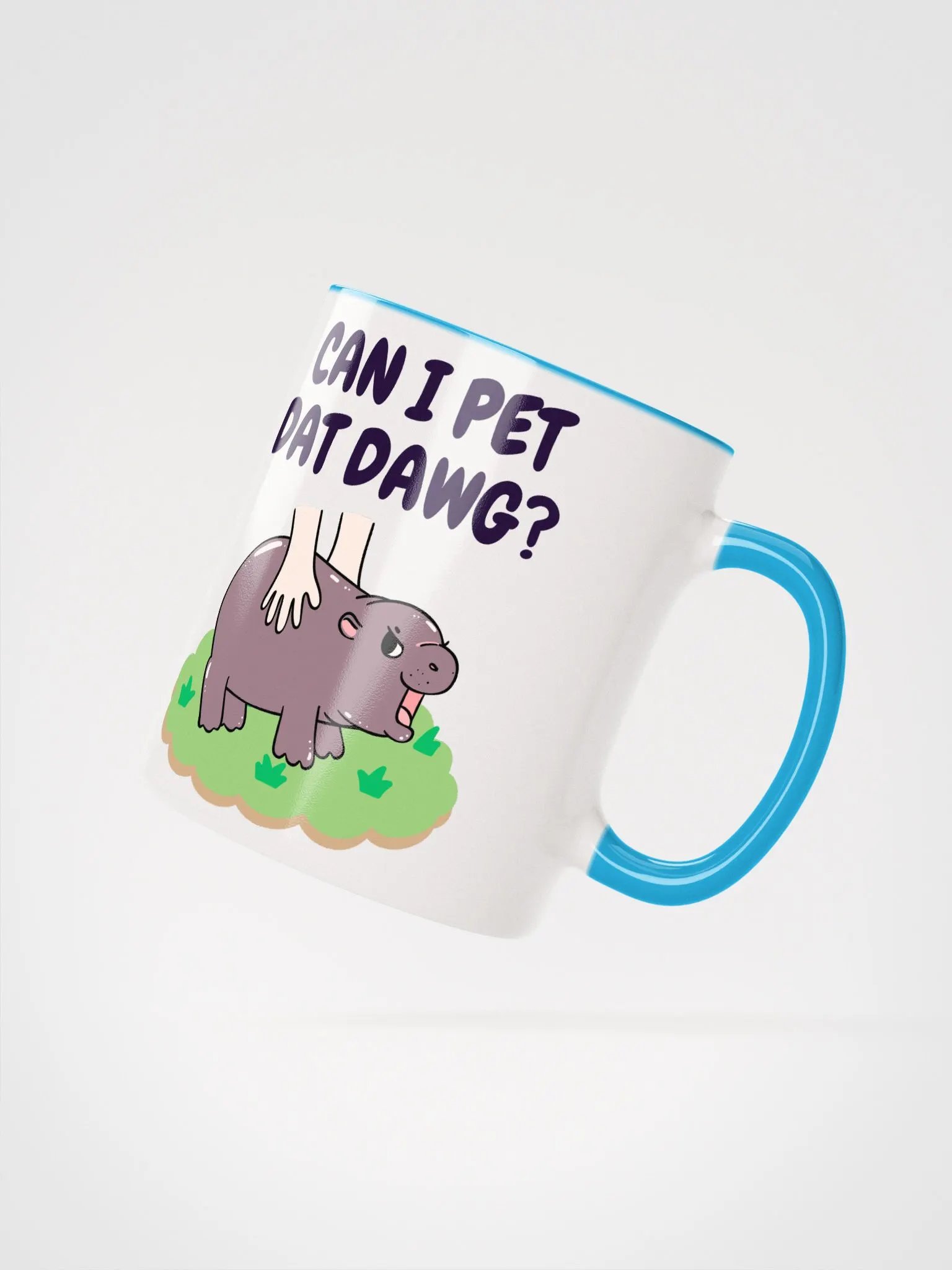 MOODENG'S CAN I PET DAT DAWG? CERAMIC MUG WITH COLOR INSIDE product image (3)
