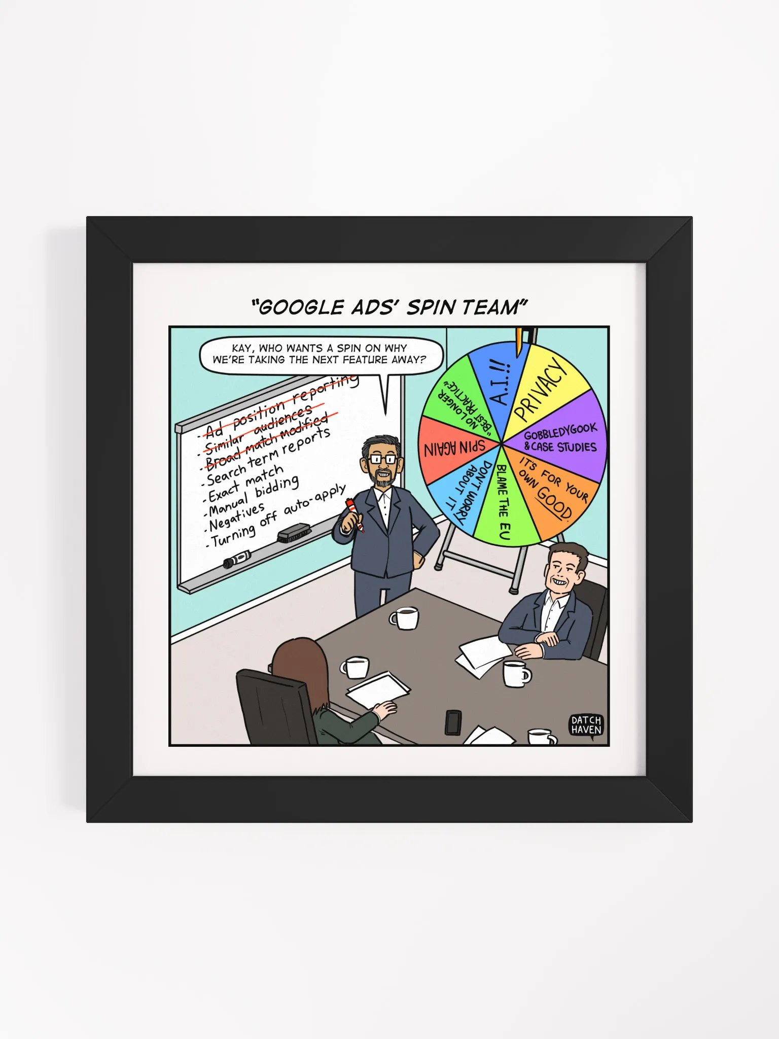 "Google Ads spin team" framed poster (square) product image (1)
